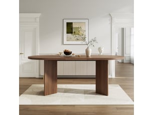 Table de salle à manger ovale 200x90x75 cm – pour 6 à 8 personnes plateau épais 18mm bords arrondis – mdf – noyer
