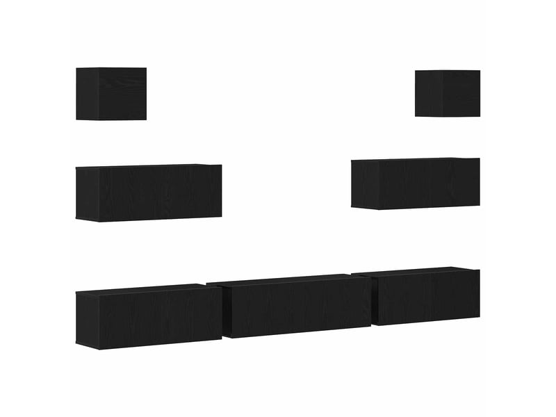  Ensemble meuble tv - banc tv - meuble de rangement 7 pcs chêne noir bois d'ingénierie  - Conforama A