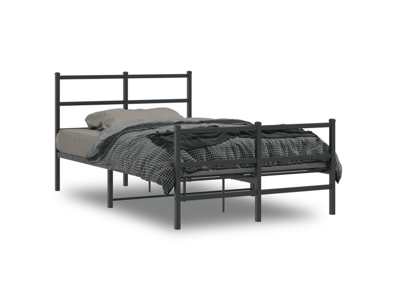  Cadre de lit métal sans matelas avec pied de lit noir 120x190cm  - Conforama A