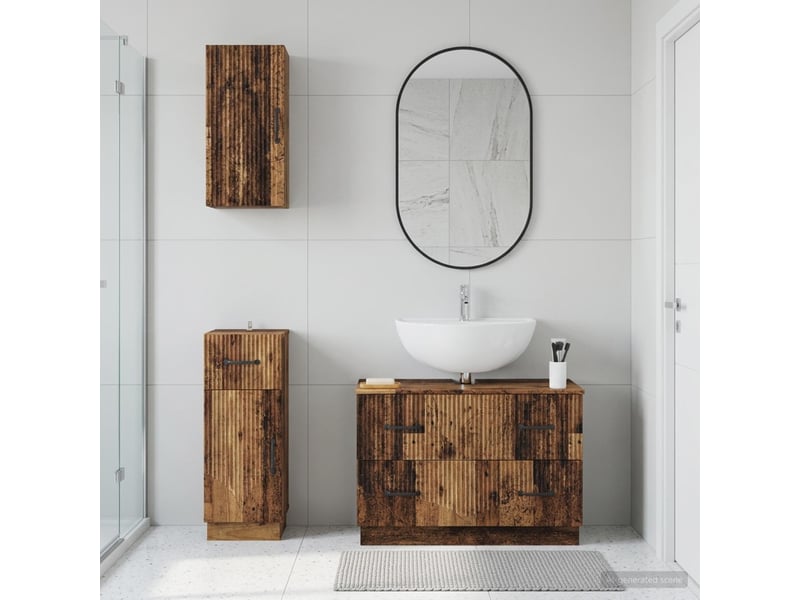 Ensemble de meuble de salle de bain 3 pièces hoorn bois ancien cf63469  - Conforama B