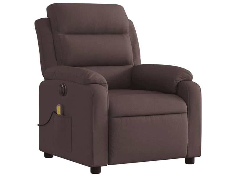  Fauteuil de relaxation tv fonction d'inclinaison électrique en tissu marron foncé dec027195  - Conforama C