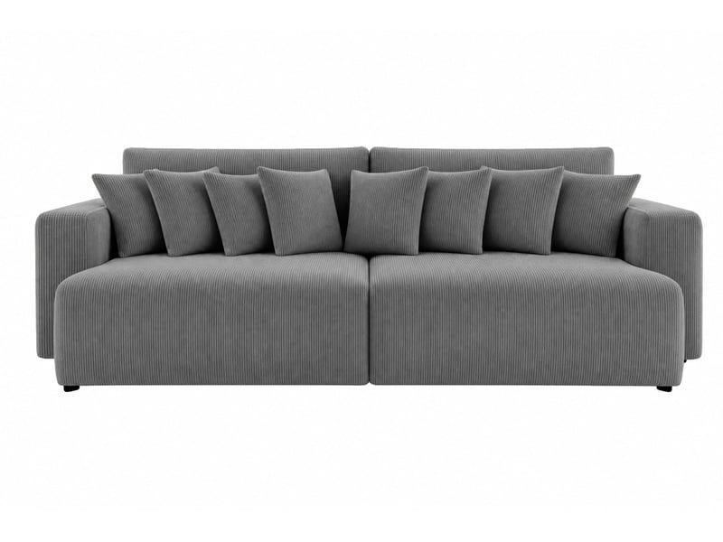  Suzie - canapé droit convertible petit velours côtelé 4 places gris foncé  - Conforama A