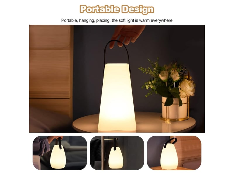  Lampe de chevet portable rechargeable avec télécommande, 16 couleurs 4 luminosités, intérieur extérieur camping  - Conforama D