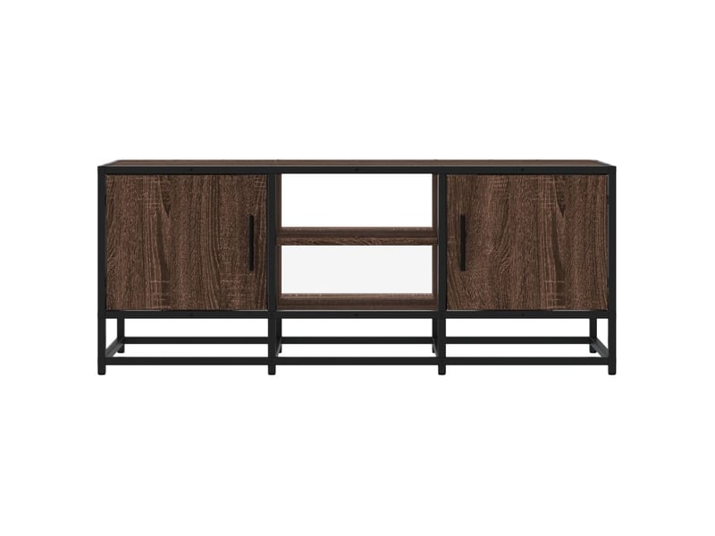  Meuble tv - banc tv - meuble de rangement chêne marron 100x35x41 cm bois d'ingénierie et métal  - Conforama D