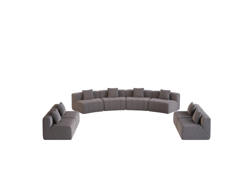  Canapé chenille incurvé à 2 coussins – module demi-cercle symétrique – chambre, salon, bureau – détente et sieste  - Conforama A
