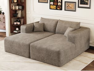 Canapé droit compressé fixe <strong>LEYTN</strong> <strong></strong> 2 places Tissu marron