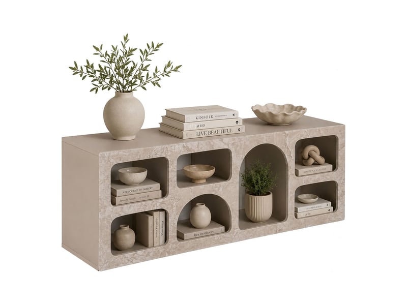  Buffet arsenio, bahut 6 étagères, 160x40x51h cm beige marbré Arsenio - Conforama A