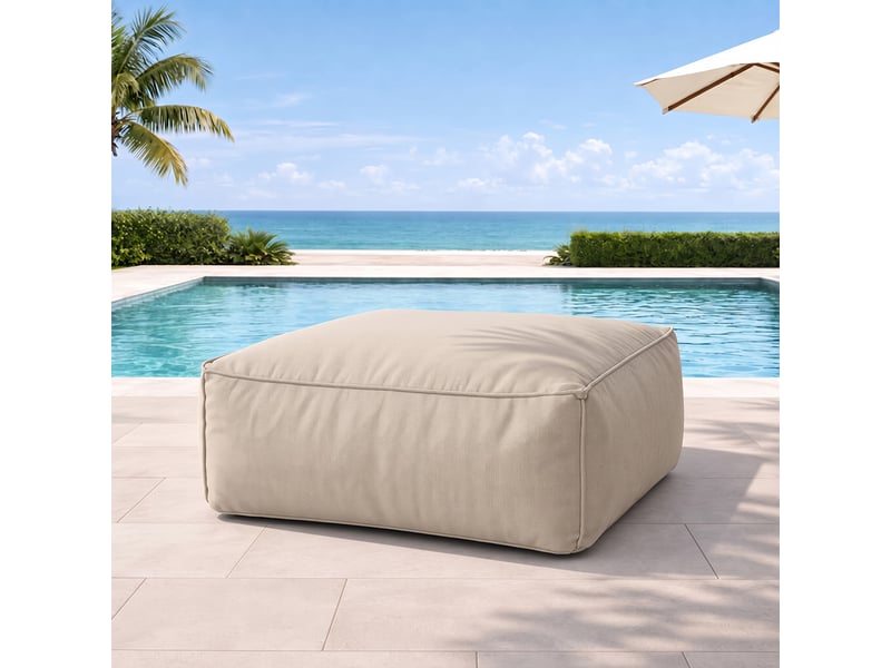  Pouf d’extérieur beige tissu déperlant – 85x85x30 cm praiano  - Conforama B
