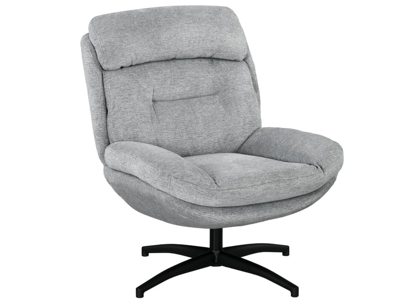  Fauteuil de relaxation pivotant 360° gris en polyester aspect chenille  - Conforama A