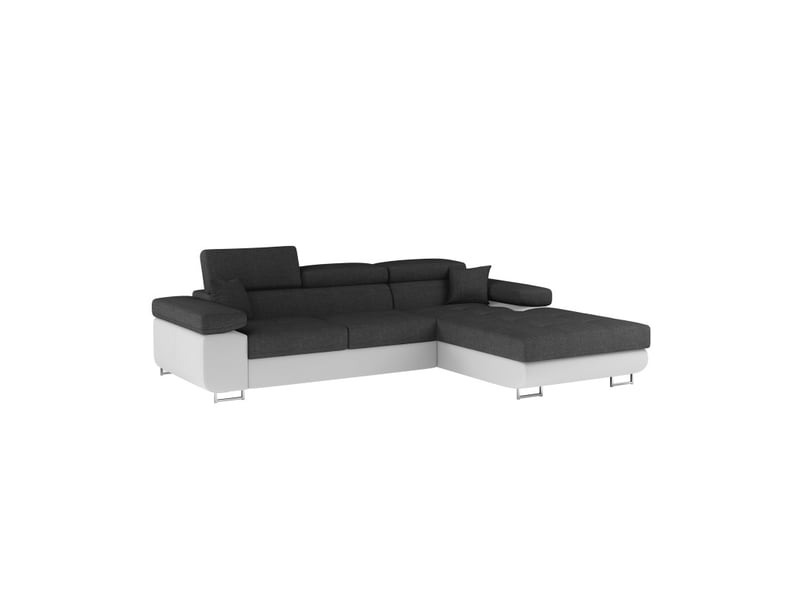  Canapé d'angle convertible amanda gris foncé et blanc – tissu effet lin – angle droit  - Conforama E