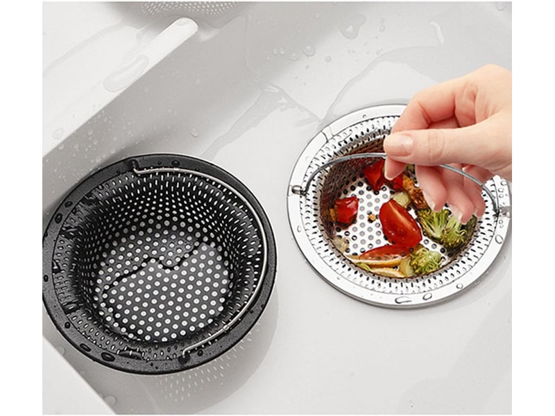 Lot de 2 filtres d'évier de cuisine en acier inoxydable pour évier de cuisine, évier, tamis anti-obstruction (11 x 8 x 2,6 cm)(noir) - Conforama E