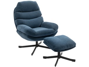 Fauteuil inclinable avec repose-pieds, fauteuil lounge en tissu chenille, fauteuil tv moderne, 78 x 93 x 100 cm, bleu