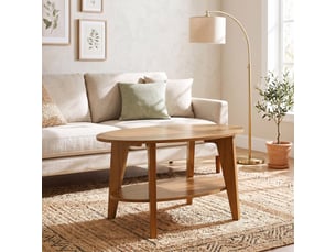 Table basse ovale coloris bois clair <strong></strong> <strong></strong> - 50 cmx80 cm