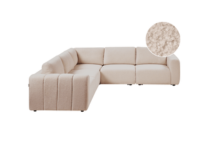 Canapé d'angle droit fixe BELIANI 5 places Tissu beige avec coffre de rangement