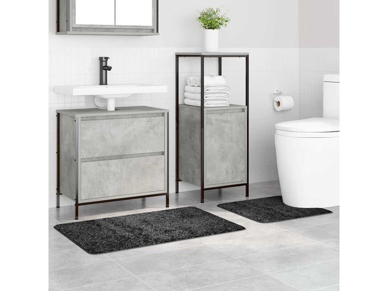  Ensemble de tapis de bain antidérapants 2 pc gris foncé pp cf64743  - Conforama C