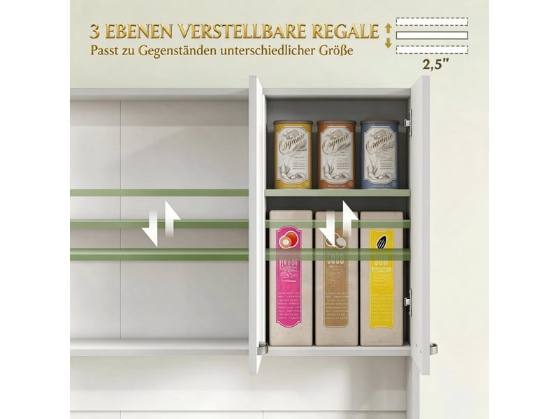 Buffet de rangement - buffet de cuisine au design moderne, offrant un grand espace de rangement, 6 portes, gris, blanc - Conforama W