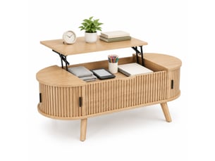 Table basse capsule coloris naturel ULQENI  - 50 cmx110 cm
