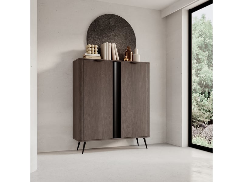  Buffet hazamale, commode 2 étagères, 113x38x134h cm marron noyer Hazamale - Conforama B