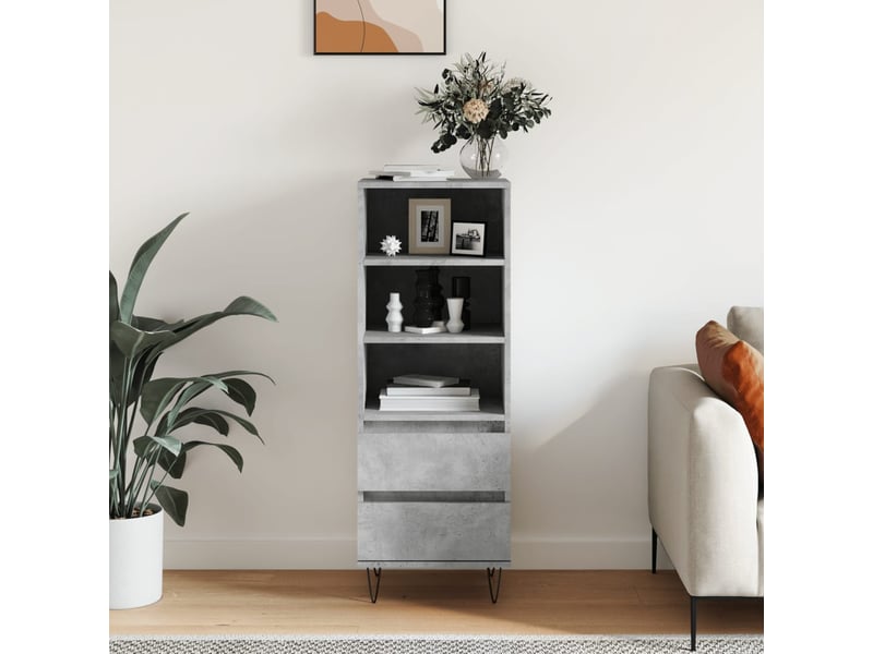  Buffet haut - bahut - meuble de rangement gris béton 40x36x110 cm bois d'ingénierie  - Conforama B