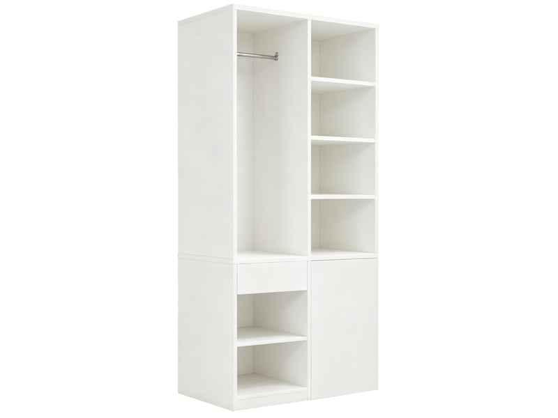 Armoire de rangement avec penderie et tiroirs 70x50x170 cm blanche - Conforama D