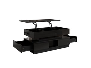 Table basse relevable avec 1 tiroir et niches ouvertes et led et prise, en mdf, noir, 90 × 48 × 45 cm - uvrion
