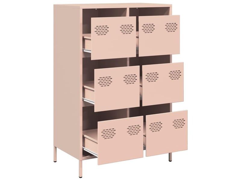  Buffet haut - bahut - meuble de rangement rose 68x39x101,5 cm acier  - Conforama D