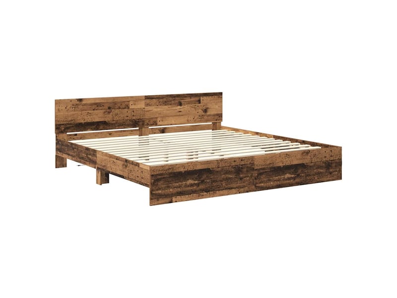 Lit double- lit adulte - cadre de lit bois ancien 200 x 200 cm bois d'ingénierie - Conforama D