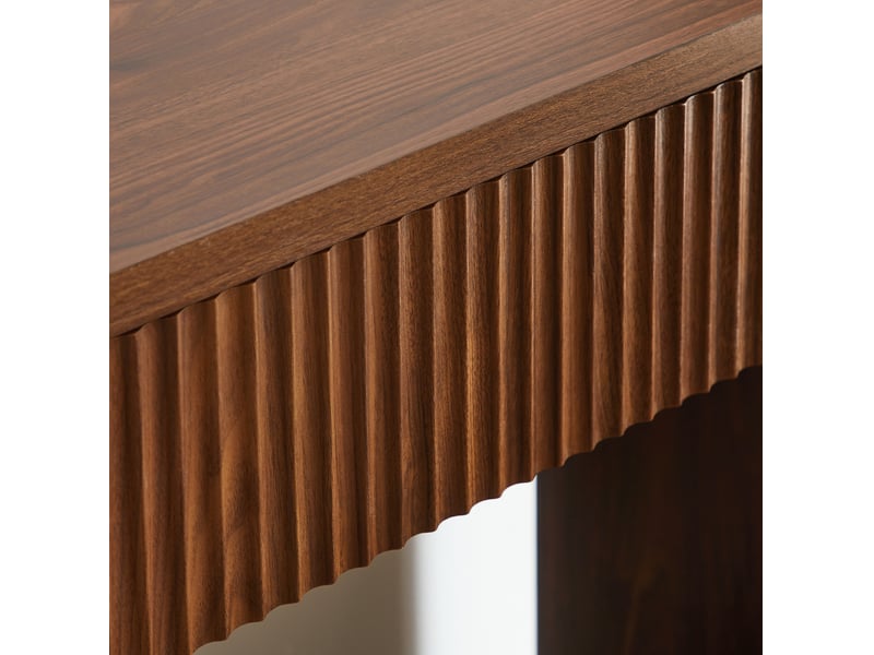  Console d’entrée 150x35x85 cm à deux tiroirs et niche ouverte, panneau de particules, mdf, noyer  - Conforama D