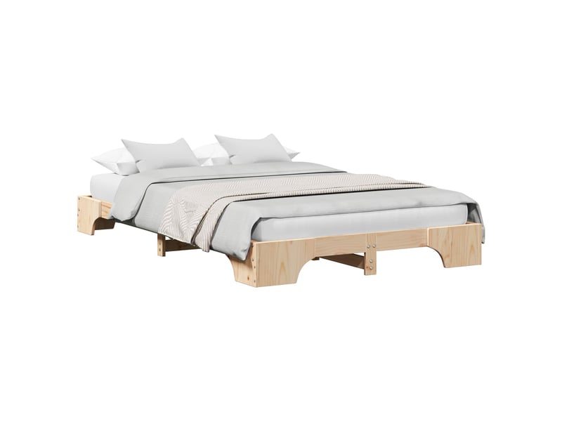  Lit double- lit adulte -  cadre de lit naturel 135 x 190 cm pin massif  - Conforama A