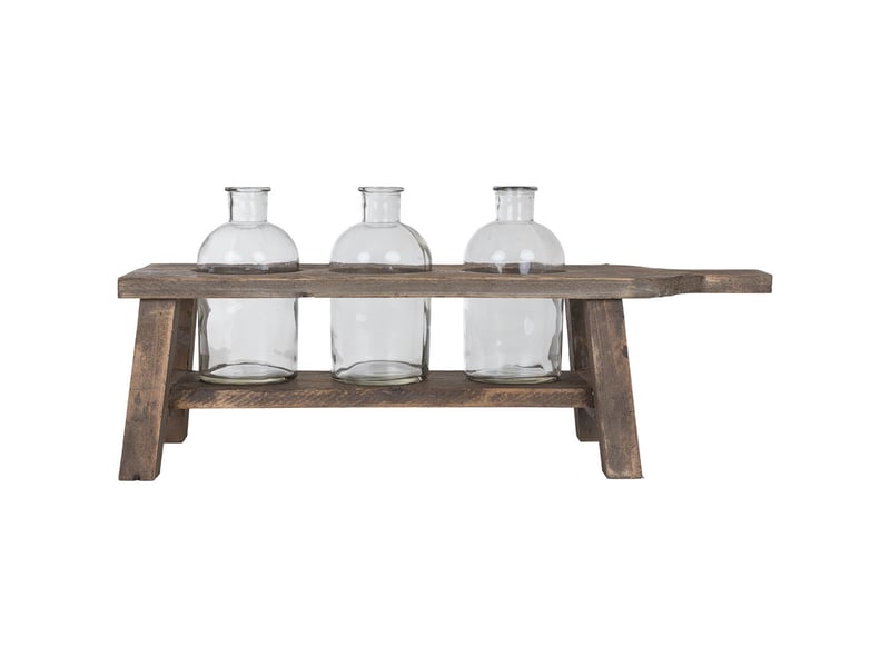  Vases avec support en bois brun 65x21,5x28,5 cm h  - Conforama B