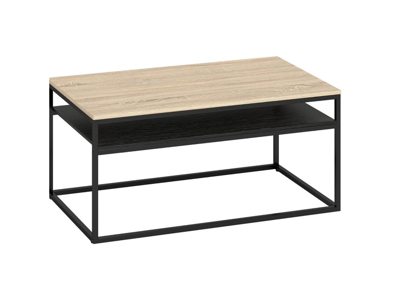  Table basse tcqpz 100 x 59,8 x 47 cm avec étagère ouverte style industriel chêne et noir  - Conforama A