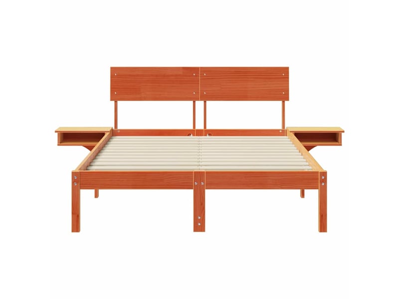  Lit double- lit adulte -  cadre de lit avec tête de lit brun  140 x 200 cm pin massif  - Conforama D