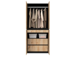 Armoire modenvie 4 portes avec rangement bijoux et penderie 90 x 50 x 200 cm décor chêne