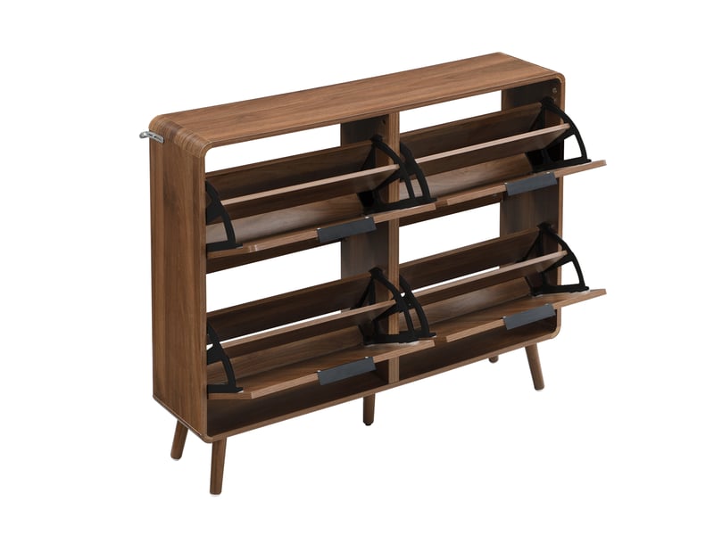  Meuble à chaussures, 105x24x90 cm, coloris avec rangement, noyer  - Conforama E