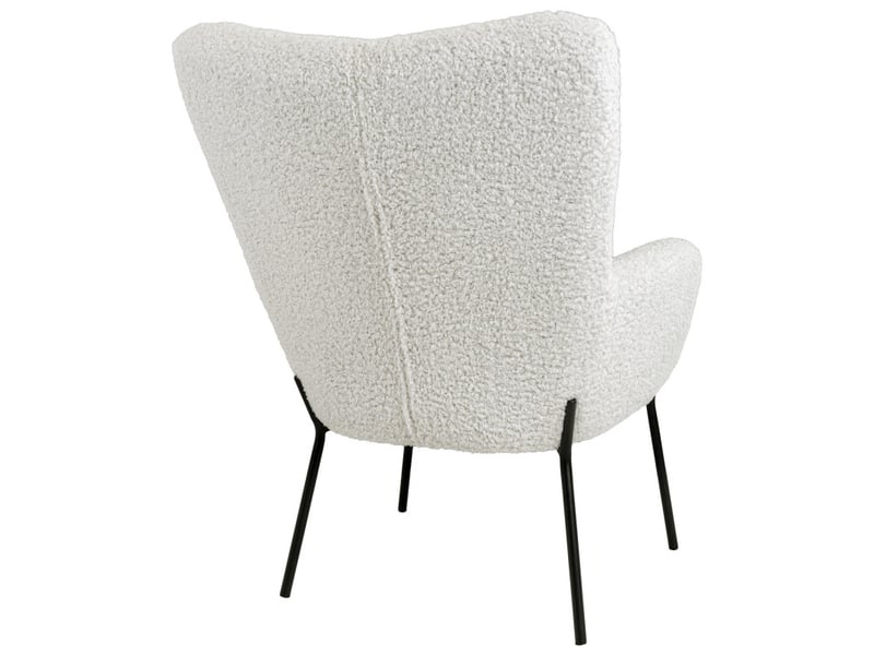 Boris-fauteuil vintage en tissu bouclé écru  - Conforama C