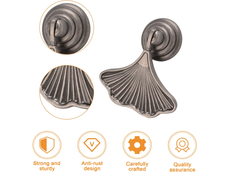  Poignées pendantes en nickel ancien, forme feuille de ginkgo, alliage de zinc, trou unique pour tiroirs et armoires, lot de 4  - Conforama C