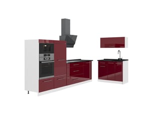 Vicco cuisine, rouge bordeaux haute brillanceblanc, 380cm sans pt