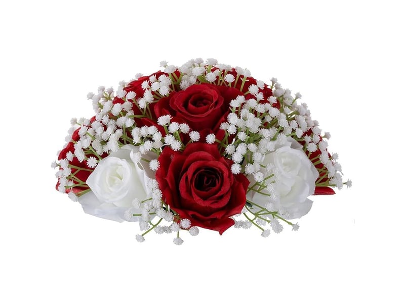 Boule de fleurs artificielles pour centre de table de mariage - roses cramoisies et gypsophile - décoration de fête diy pour maison - Conforama A
