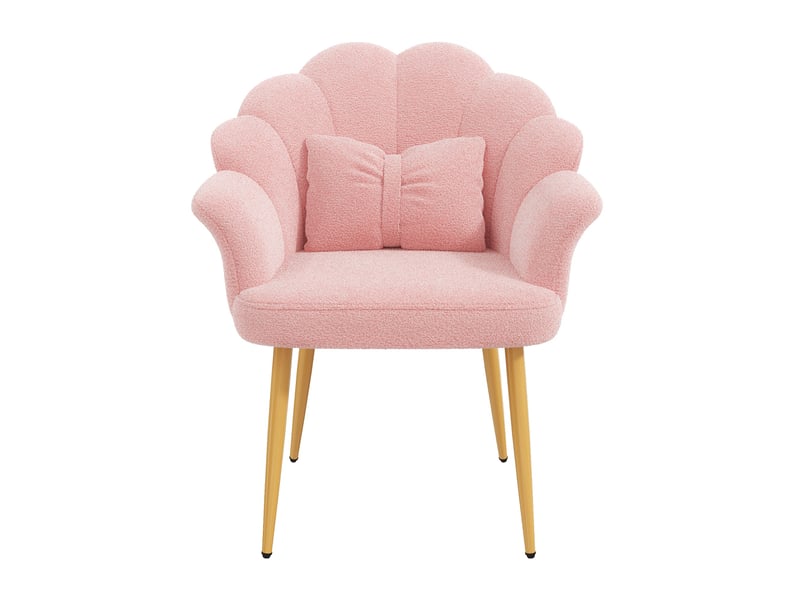  Lot de 6 chaises de salle à manger 64 x 65,5 x 85 cm roses, tissu peluche et pieds en métal doré  - Conforama D