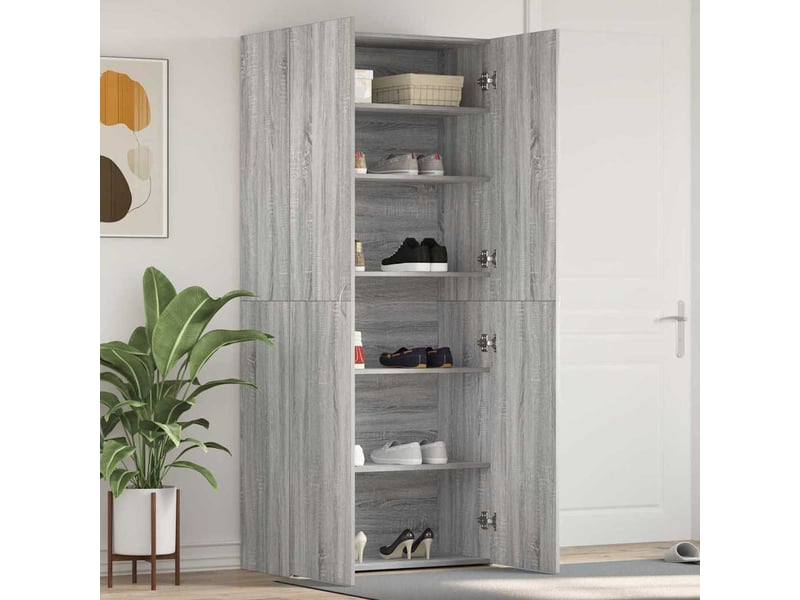  Meuble à chaussure, cabinet à chaussures 80x35.5x180 cm bois d'ingénierie gris shl5973  - Conforama B