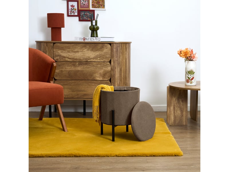 Lot de 4 poufs - home deco factory - cotele jules - rangement - marron  - Conforama D