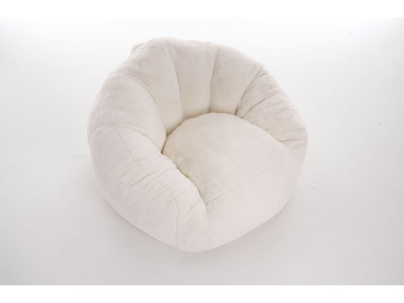  Fauteuil pouf avec mousse à mémoire de forme, dossier enveloppant et base antidérapante en polyester blanc 98 × 98 × 60 cm  - Conforama A