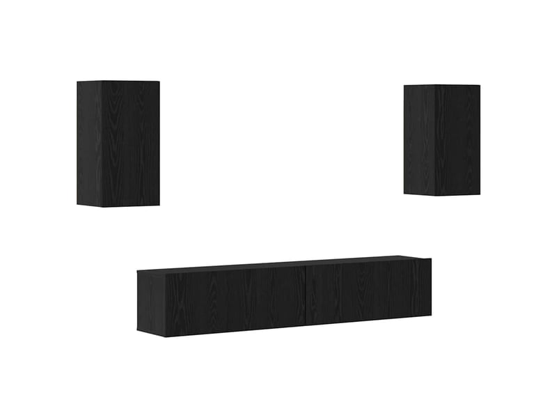  Ensemble meuble tv - banc tv - meuble de rangement 4 pcs chêne noir bois d'ingénierie  - Conforama A