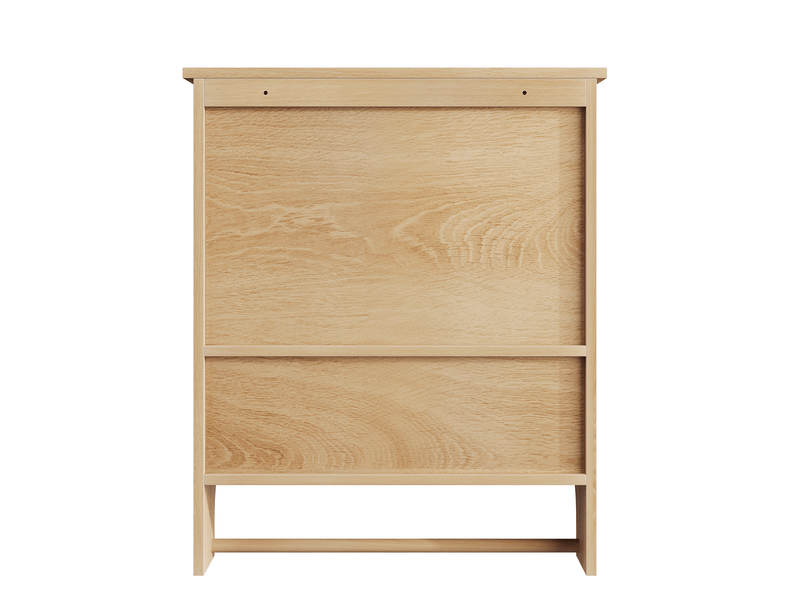  Armoire murale salle de bains aspect chêne, 2 portes, étagère ouverte et porte-serviettes  - Conforama W
