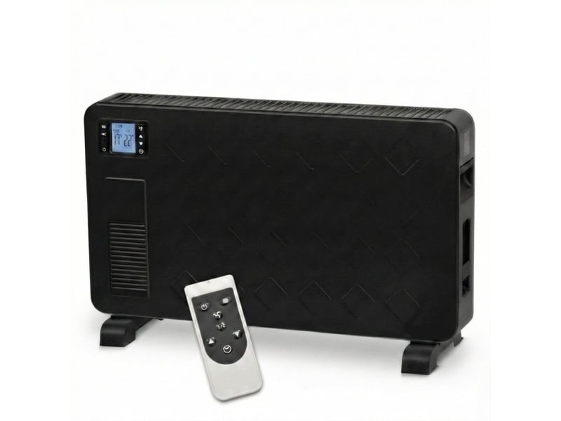  Radiateur électrique 2300 w thermostat 5-37°c télécommande minuterie 24h écran lcd noir  - Conforama A