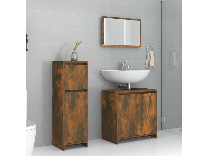  Ensemble de meubles de salle de bain 3 pcs chêne fumé cf63679  - Conforama B