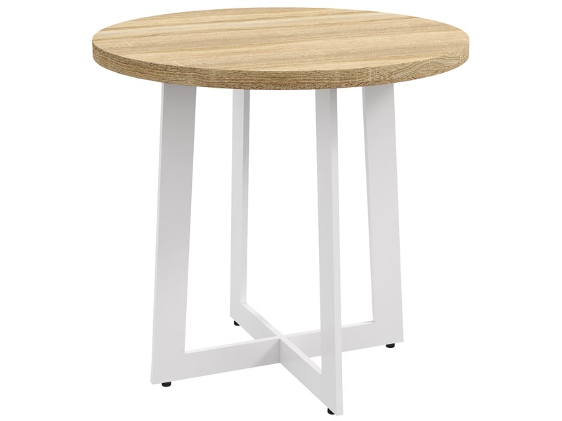  Table de salle à manger ronde pour 4 personnes, table de cuisine avec plateau en bois et piètement croisé en acier, ø80 x 75 cm, chêne  - Conforama B