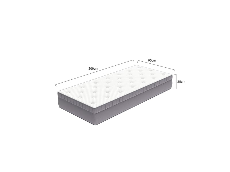  Couchage 90x200 cm h3, mousse de confort, ressorts ensachés 7 zones, polyuréthane (pu) et métal, blanc ancien  - Conforama B