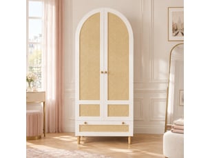 Armoire 2 portes avec penderie et tiroir à fermeture douce pour chambre en mdf 80×50×180 cm blanc