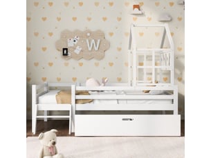 Lit cabane 90x200 cm <strong>REDOM</strong> <strong></strong> coloris blanc